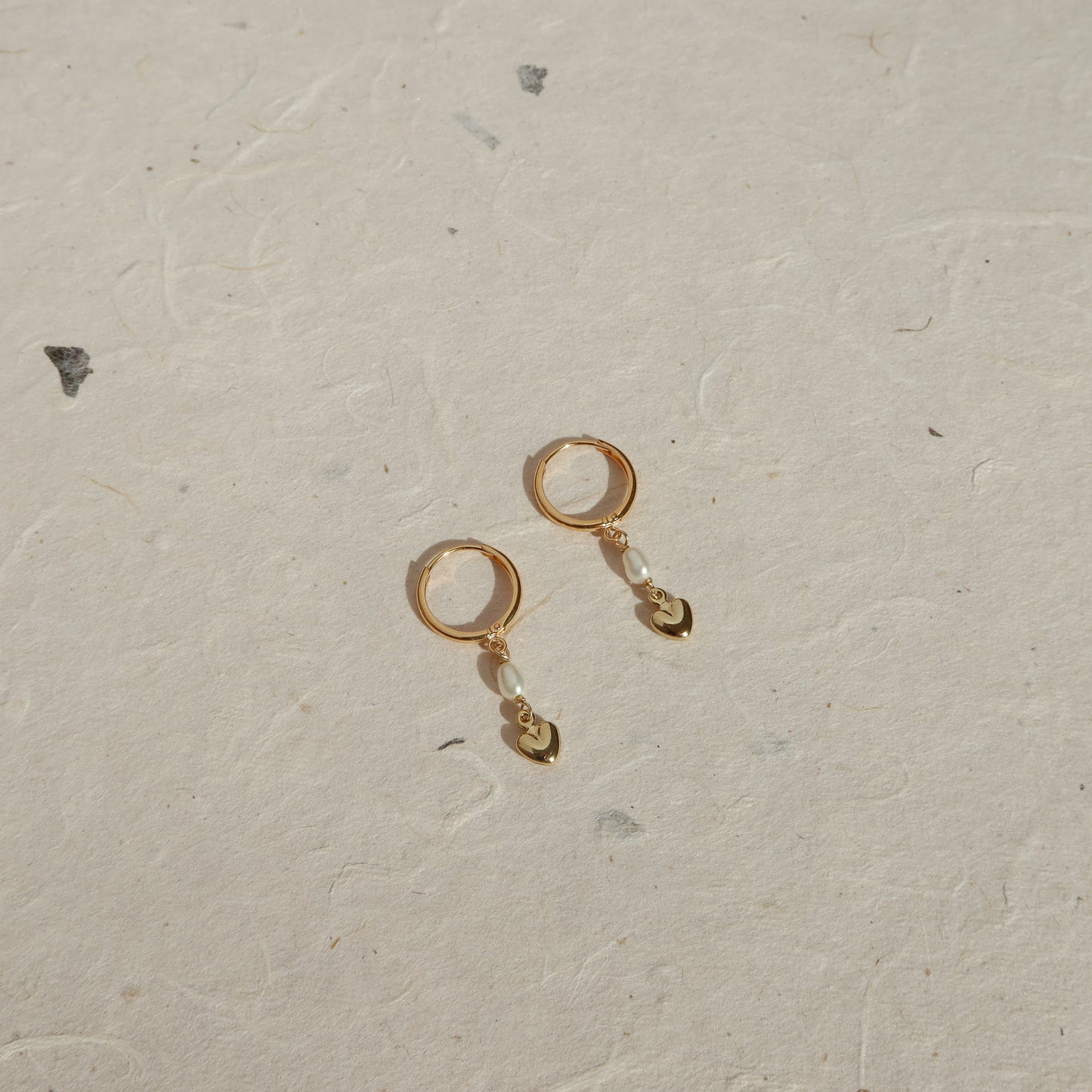 Hearty Pearl Huggie Hoops
