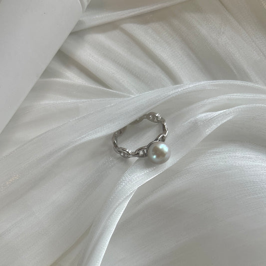 Blue akoya pearl ring