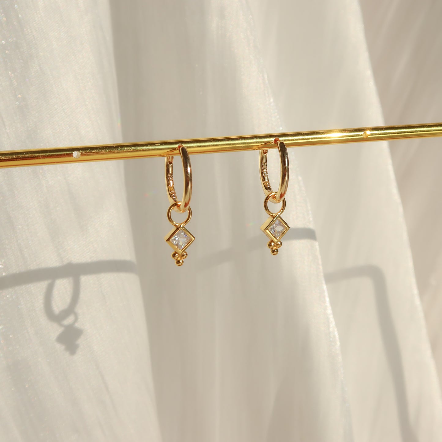 Crystal Cube Earring Charms (Single)