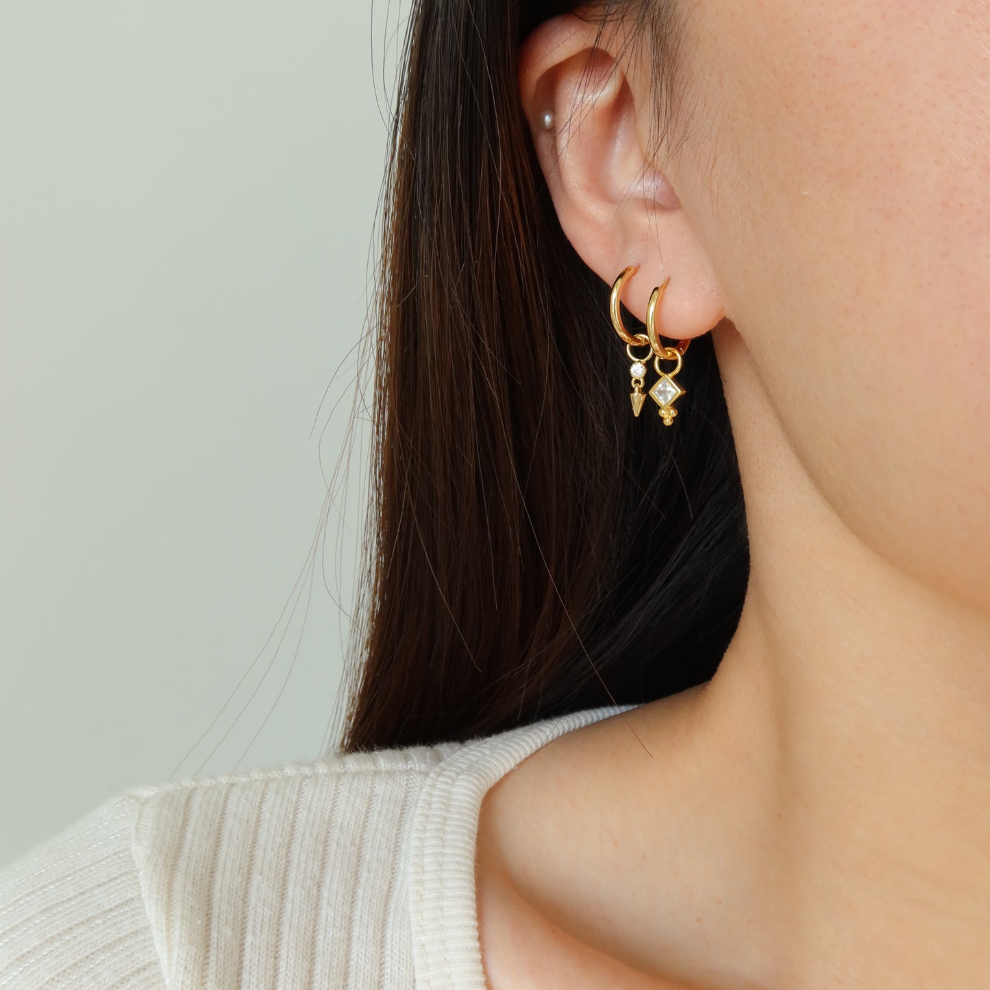 Crystal Cube Earring Charms (Single)