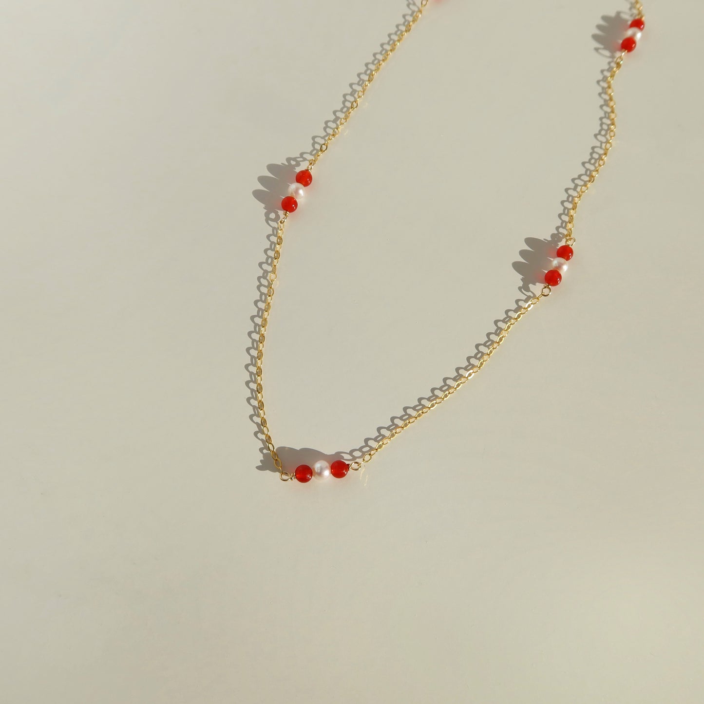 Red Agate & Pearl Necklace