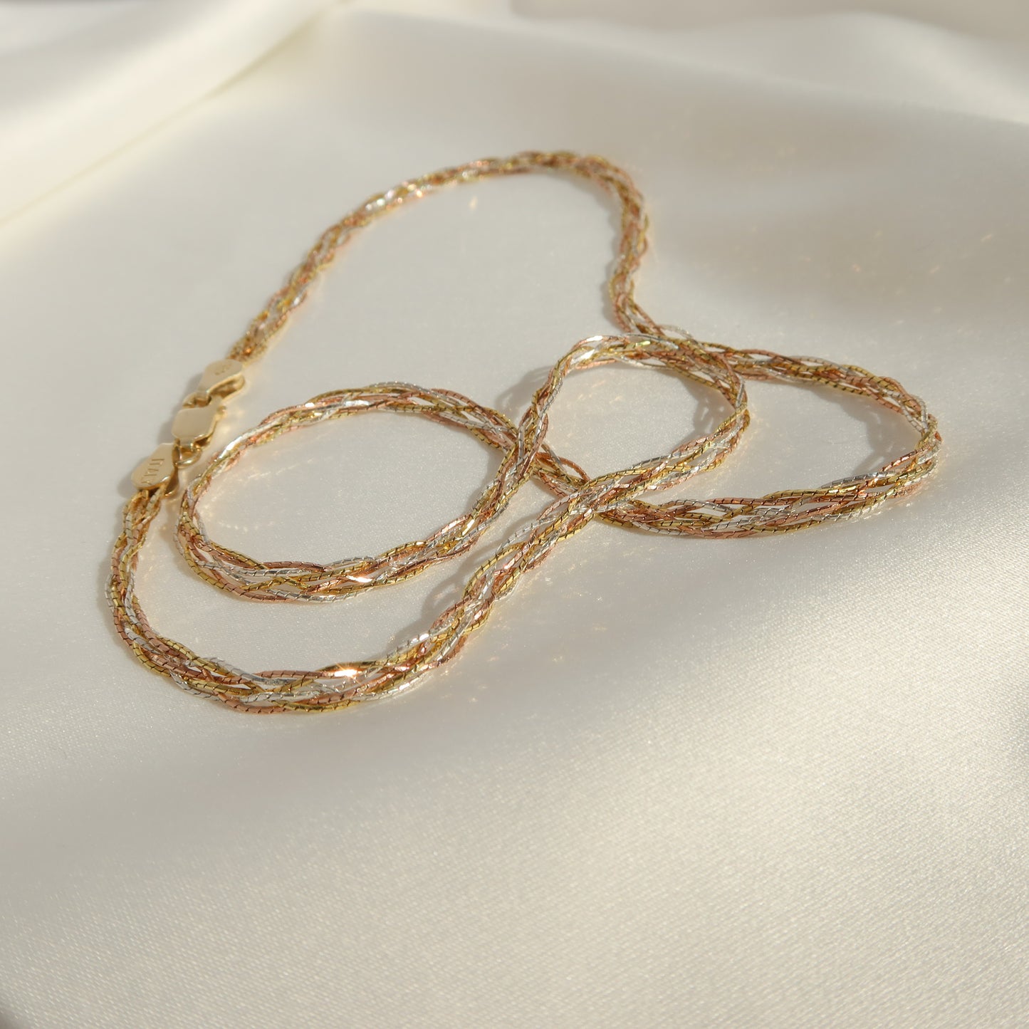 Tricolor Braided Chain Necklace