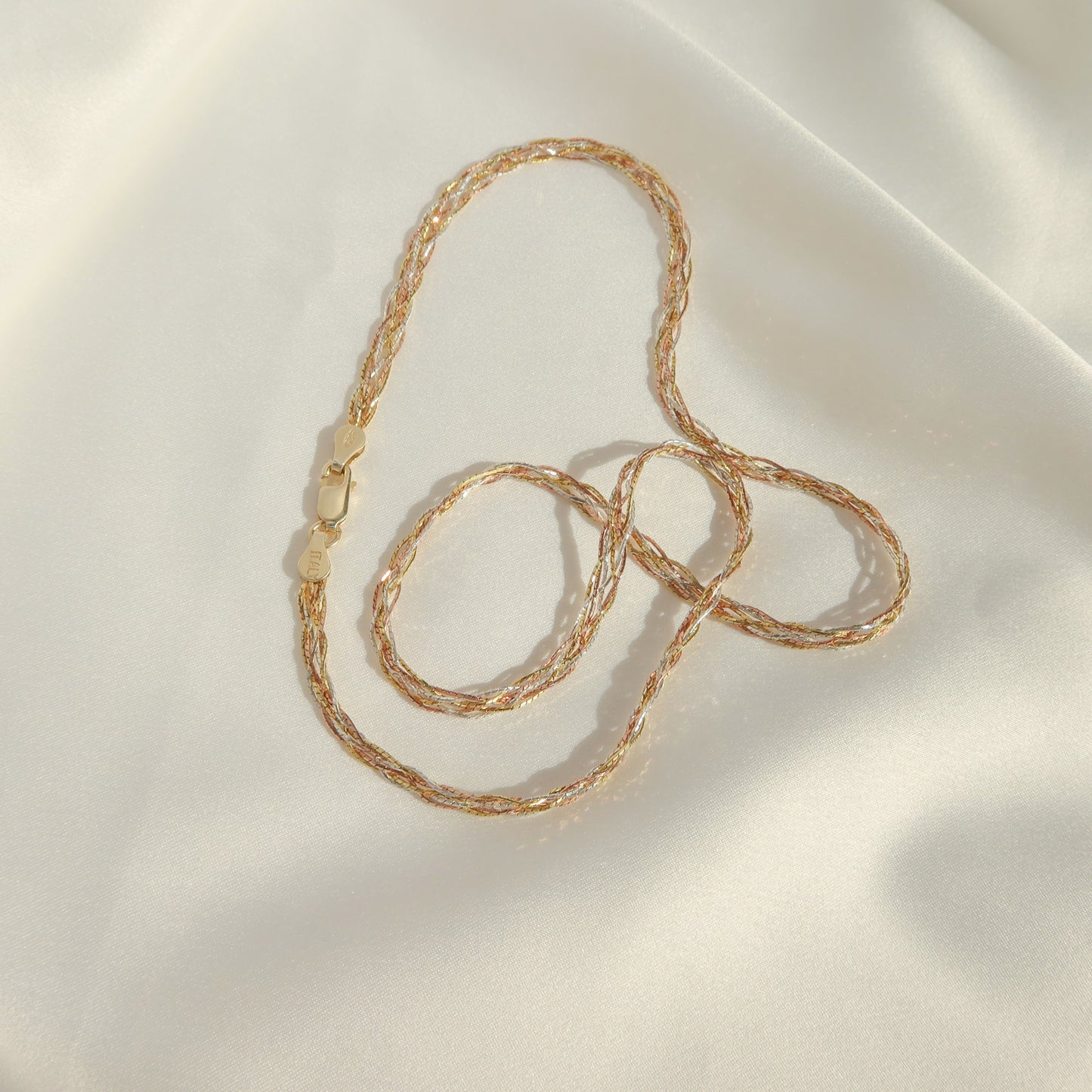 Tricolor Braided Chain Necklace