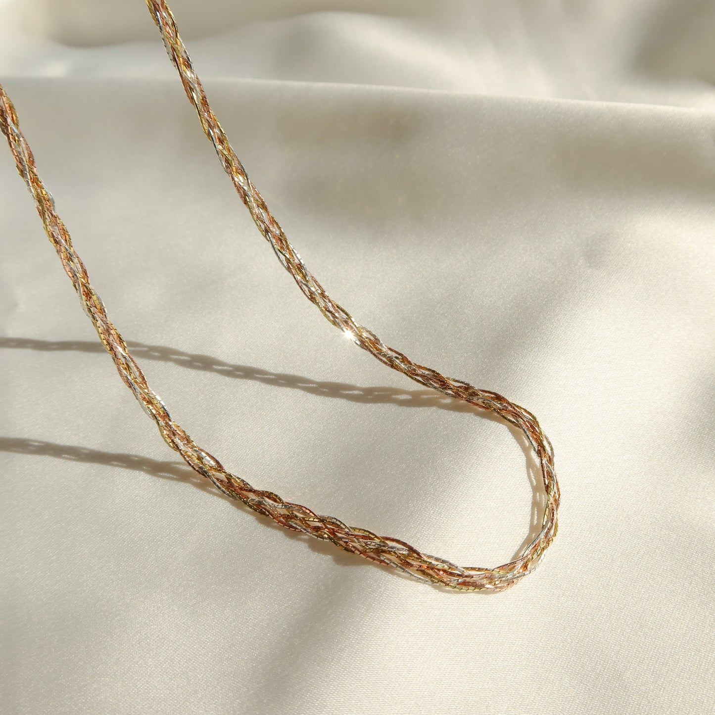 Tricolor Braided Chain Necklace