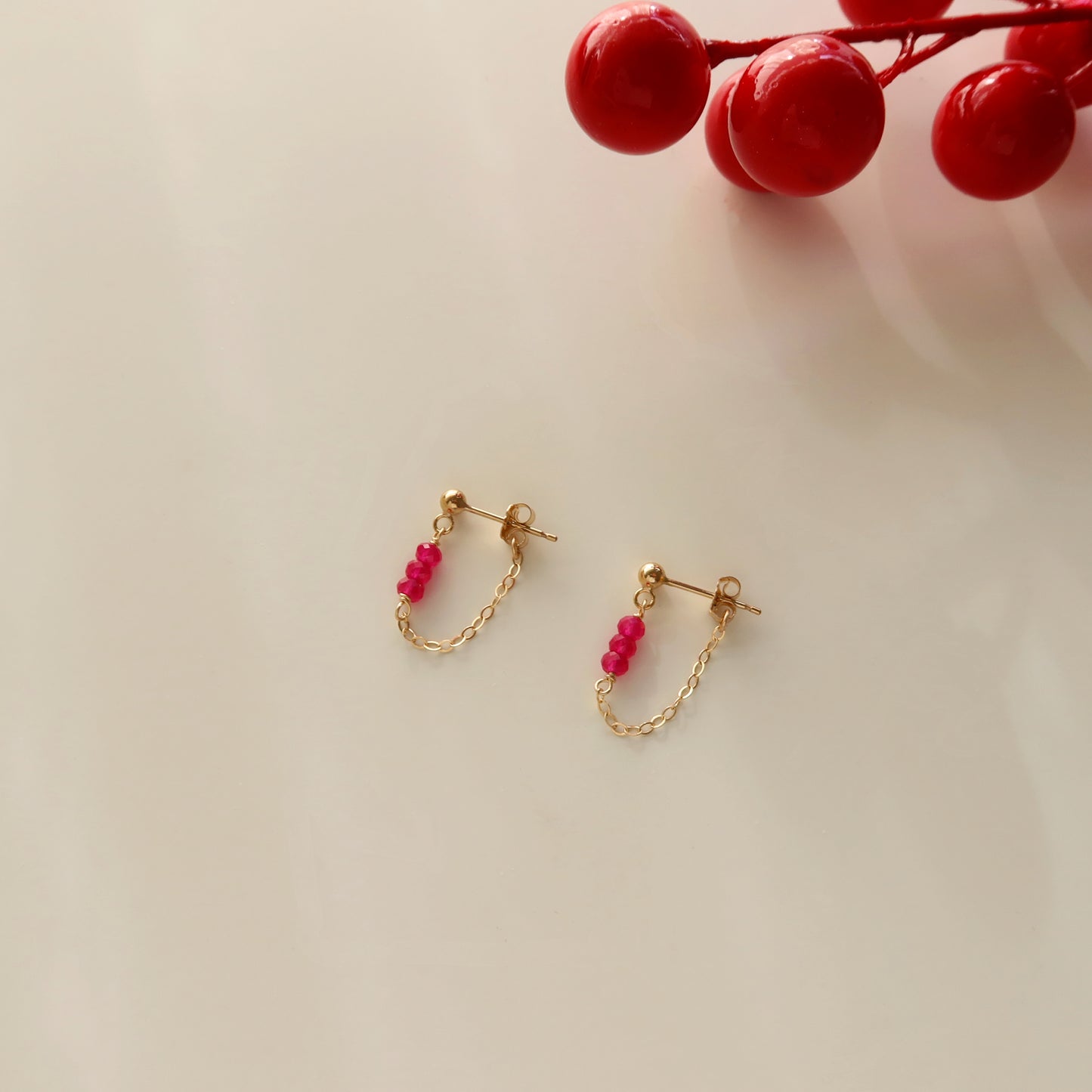 Ruby Chain Earrings