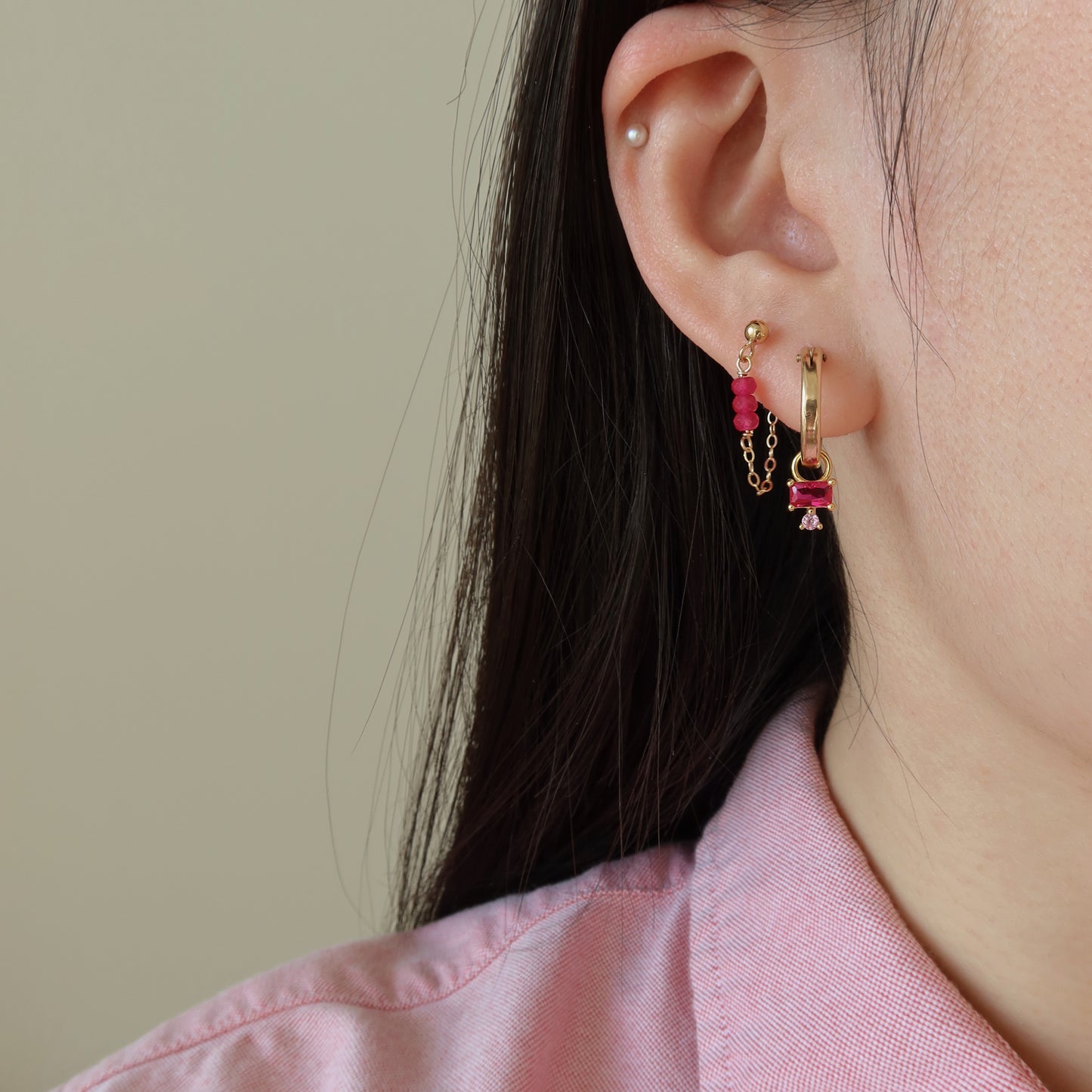 Ruby Chain Earrings