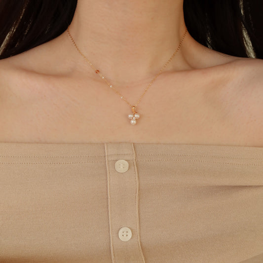 Triolet Pearl Pendant Necklace