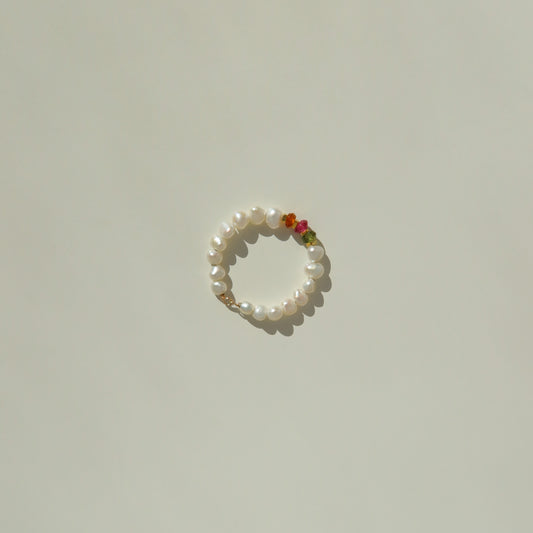 Maia 碧玺和珍珠戒指