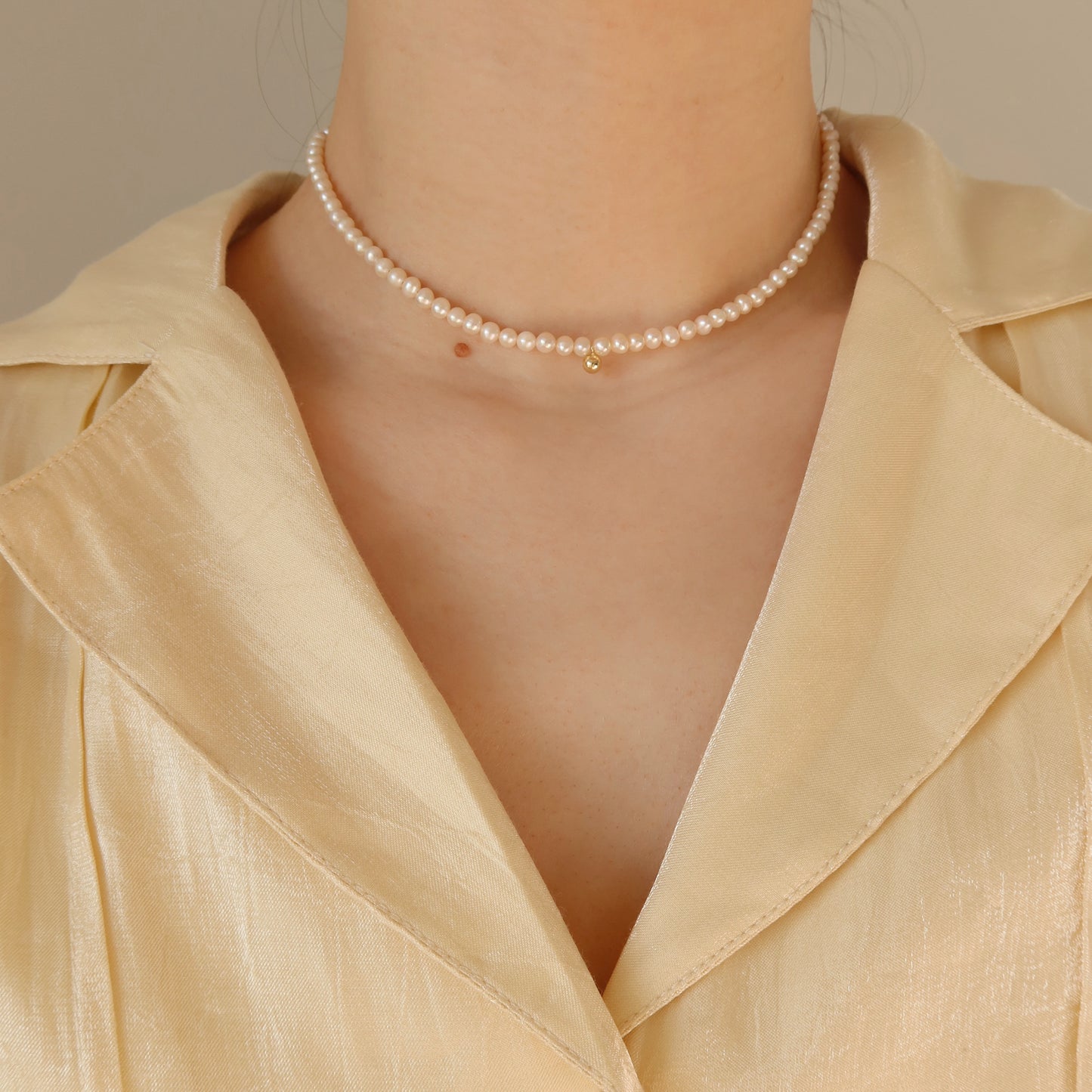 金球珍珠串珠颈链