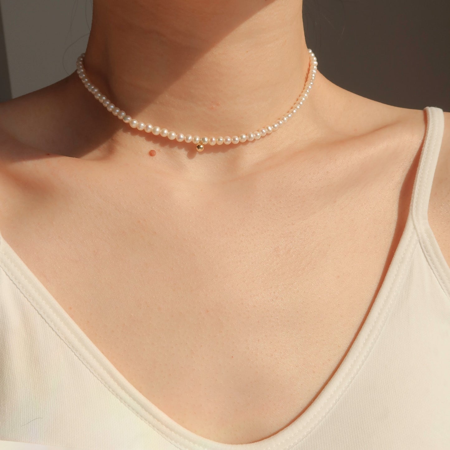 金球珍珠串珠颈链
