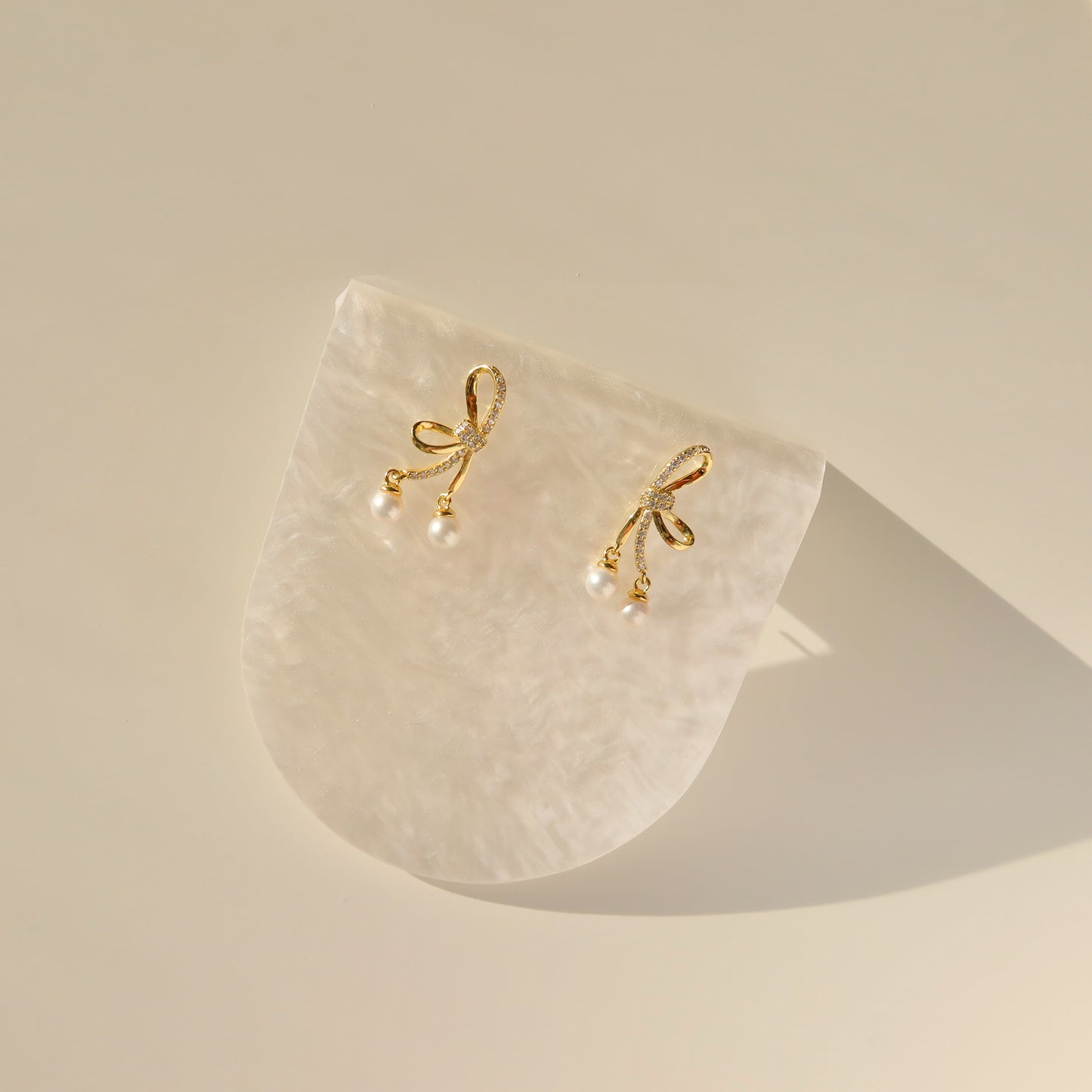 Crystal Ribbon & Pearl Earrings