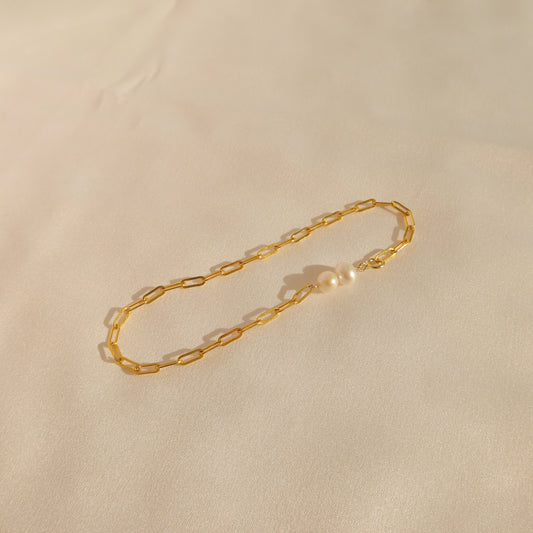 Paperclip Dual Pearl Bracelet
