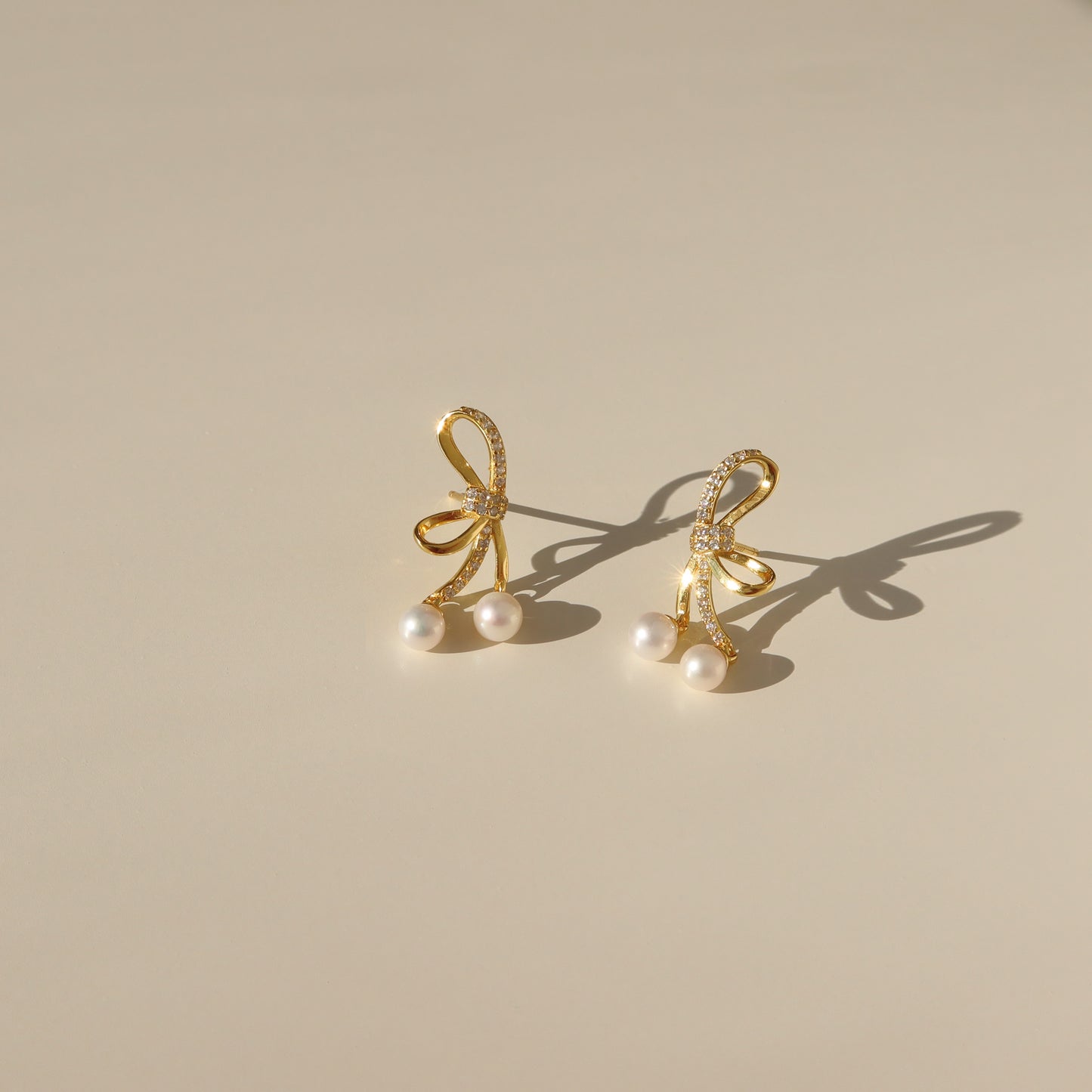 Crystal Ribbon & Pearl Earrings