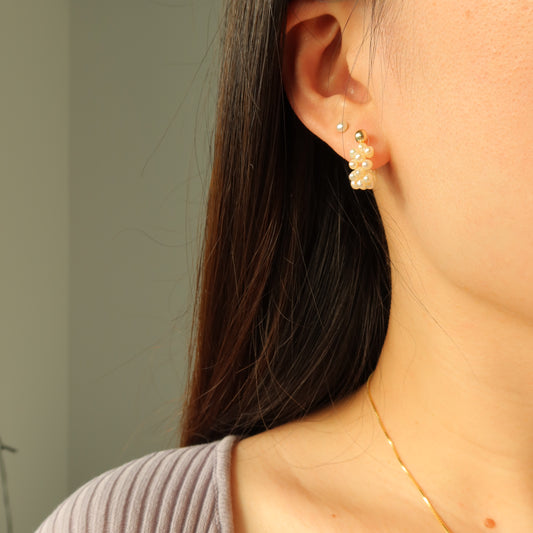 Braided Pearl Hoops