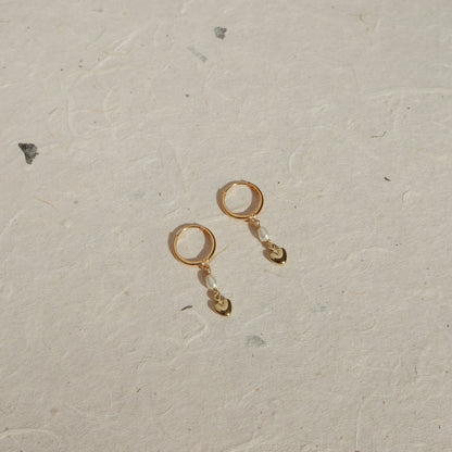Hearty Pearl Huggie Hoops