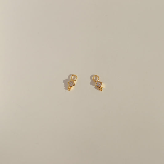 Crystal Cube Earring Charms (Single)