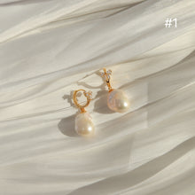 Load image into Gallery viewer, Baroque Pearl Earring Hoops / One Of A Kind
