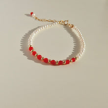 Load image into Gallery viewer, Red Agate &amp; Pearl Beaded Bracelets

