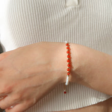 Load image into Gallery viewer, Red Agate &amp; Pearl Beaded Bracelets
