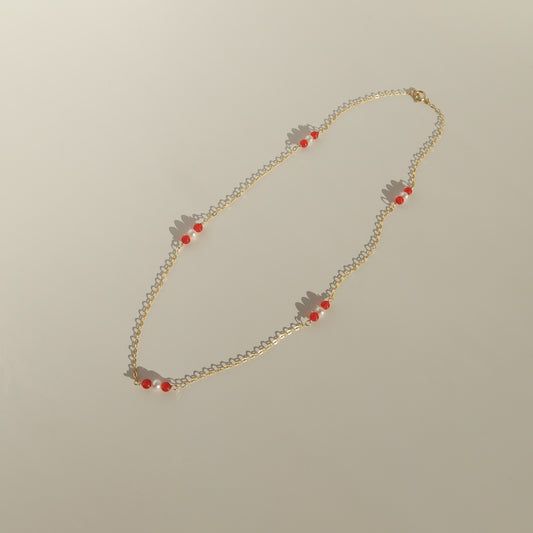 Red Agate & Pearl Necklace