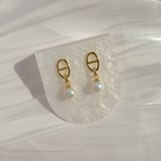 Mariner Link And Pearl Earrings