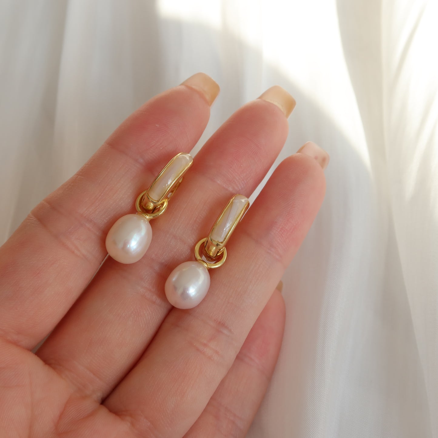 Mother Of Pearl Hoops