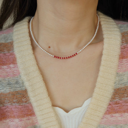 Sarina Ruby & Pearl Necklaces