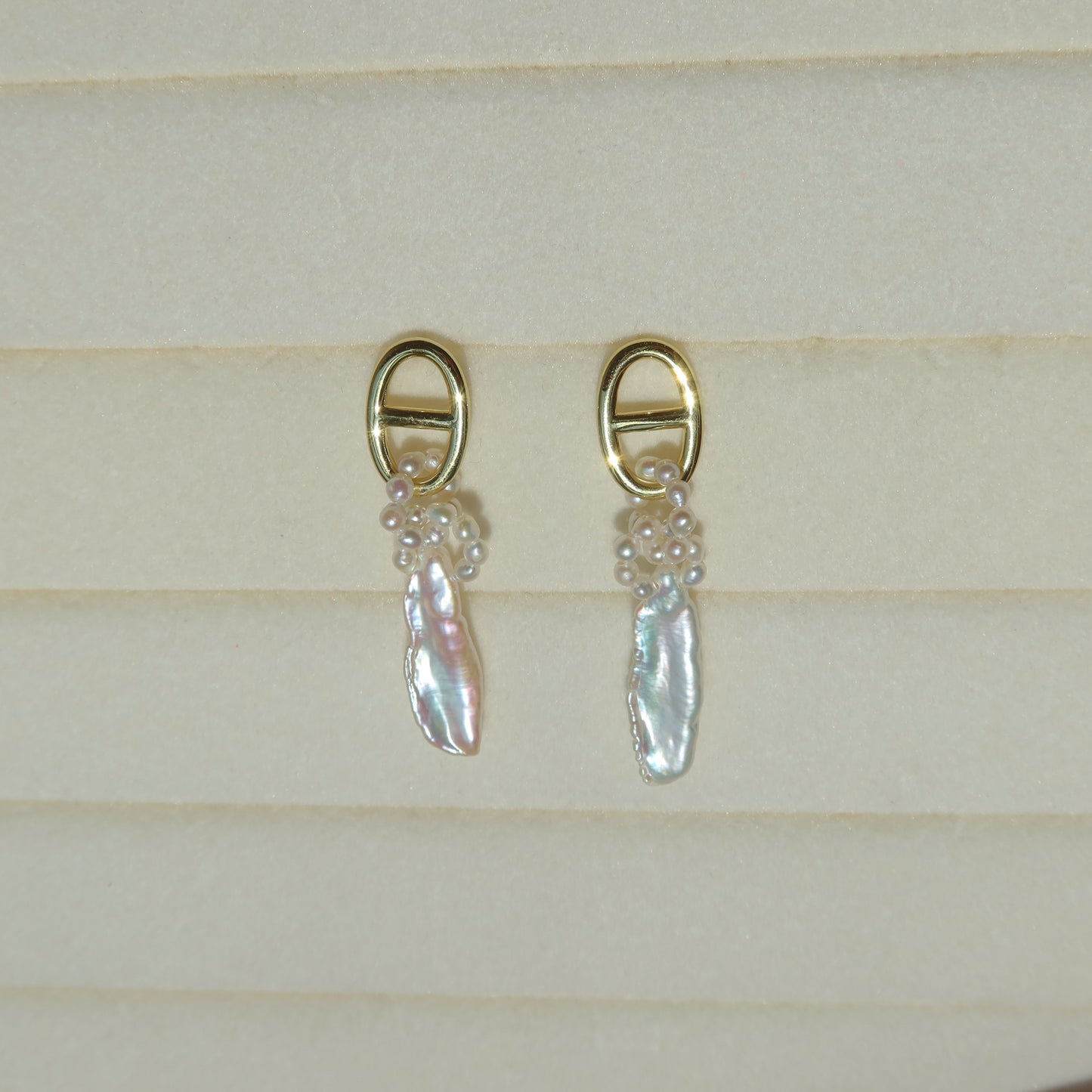 Biwa Pearl Dangle Earrings