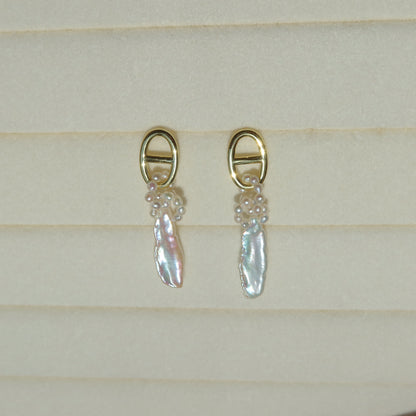 Biwa Pearl Dangle Earrings