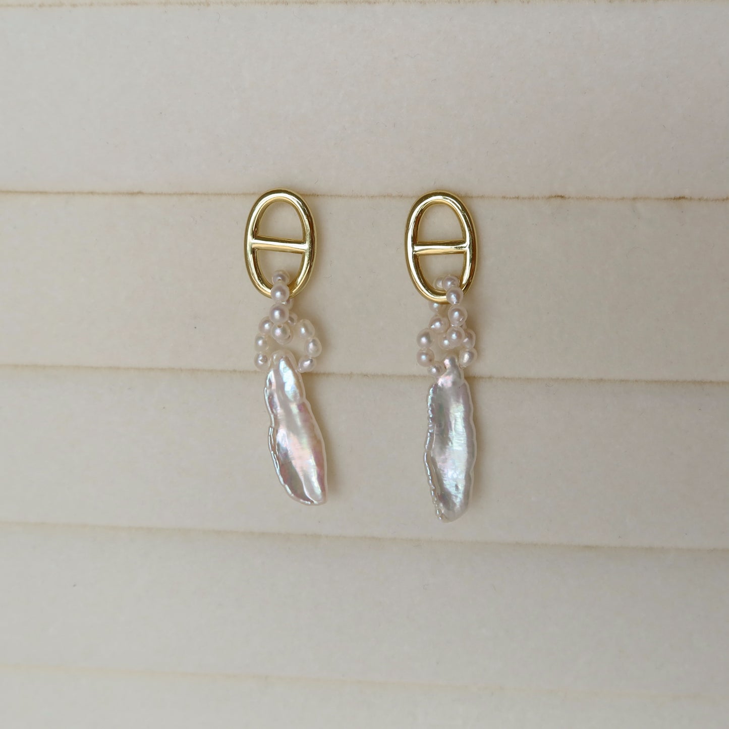 Biwa Pearl Dangle Earrings
