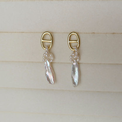 Biwa Pearl Dangle Earrings