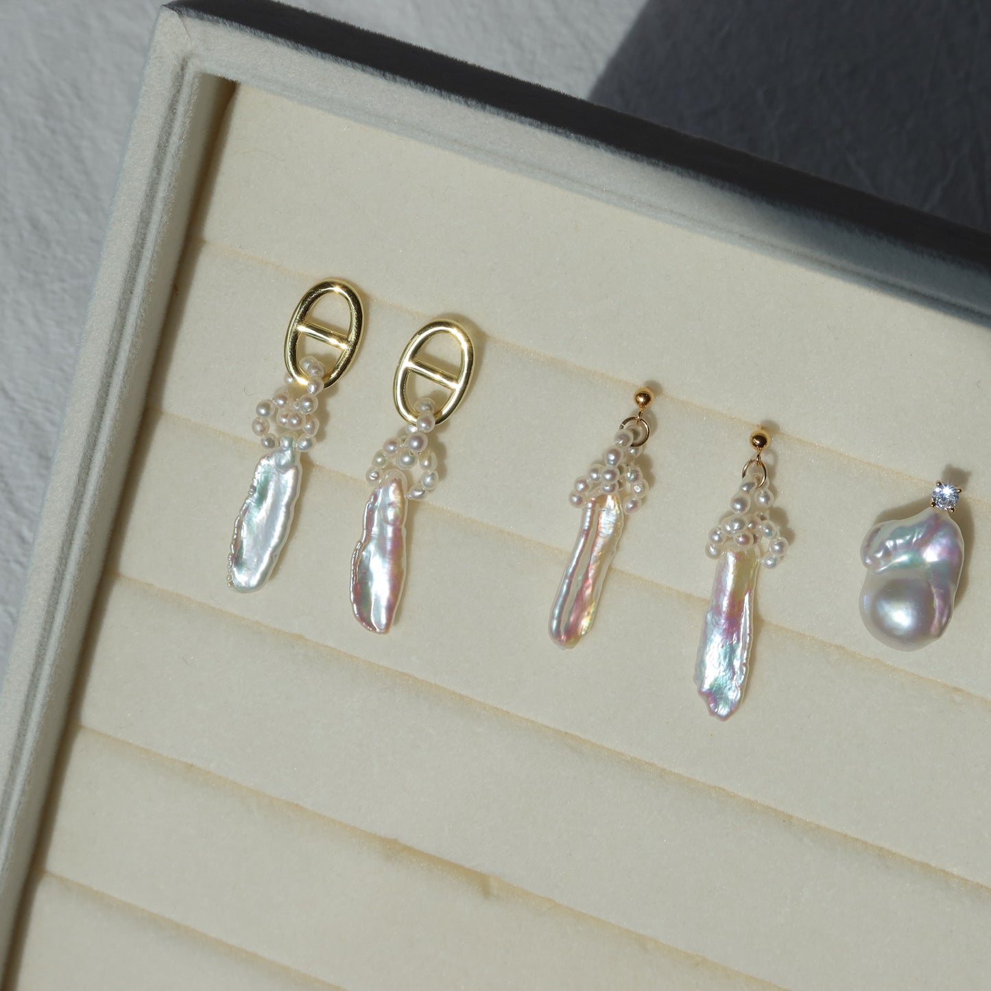Biwa Pearl Dangle Earrings
