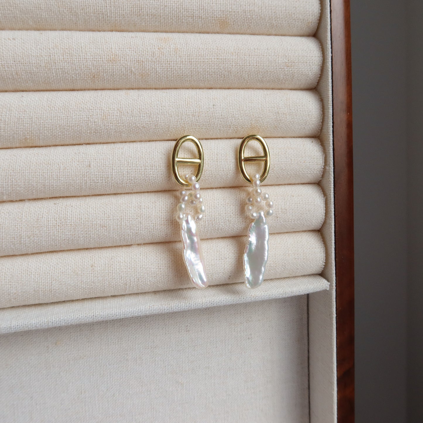 Biwa Pearl Dangle Earrings