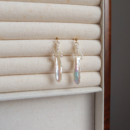 Biwa Pearl Dangle Earrings