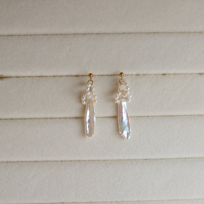 Biwa Pearl Dangle Earrings