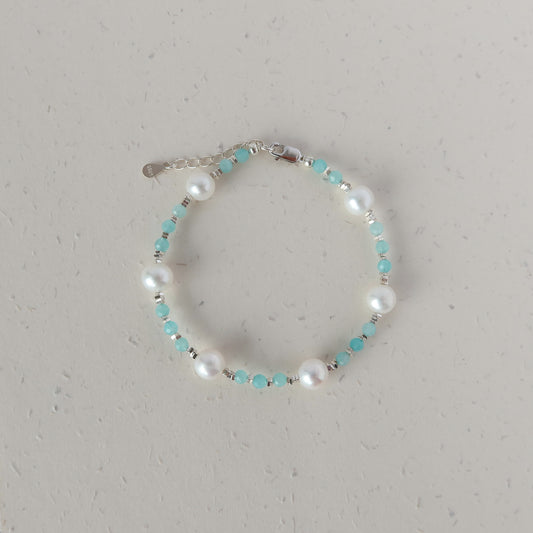 Bleu Amazonite & Pearl Bracelet