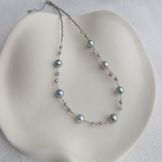 Blue Akoya Pearl Intertwine Necklace