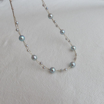 Blue Akoya Pearl Intertwine Necklace