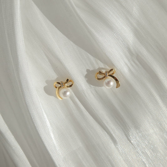Bowtie Pearl Earrings