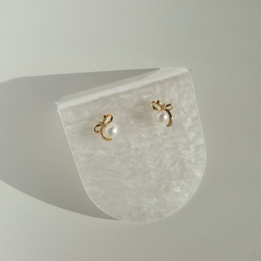 Bowtie Pearl Earrings