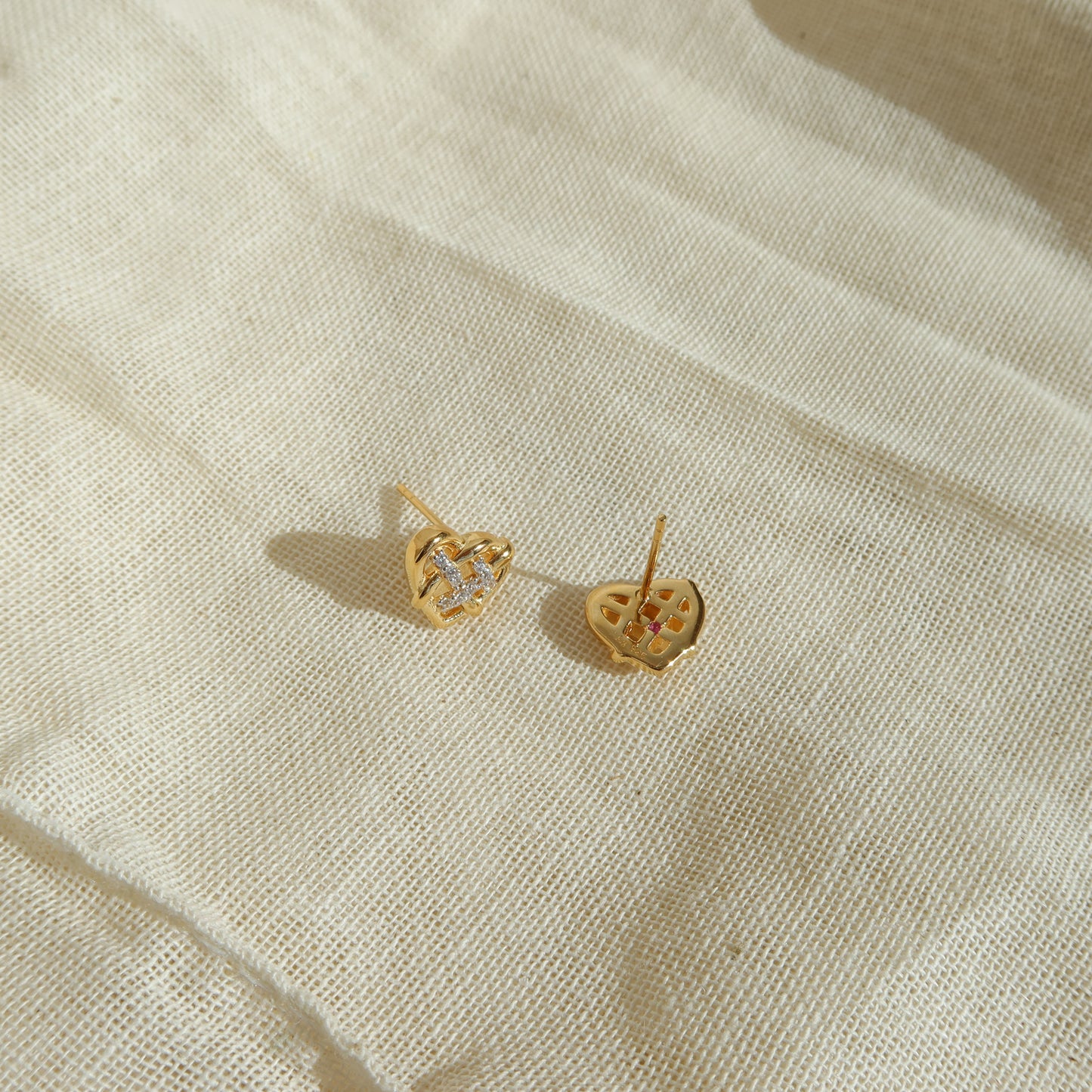 Braided Heart Ear Studs