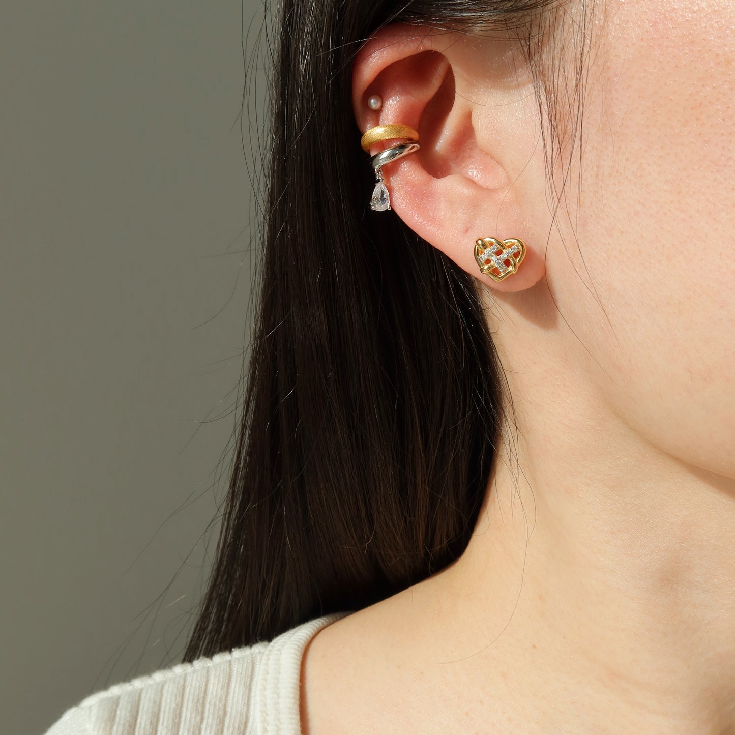 Teardrop Diamond Ear Cuffs
