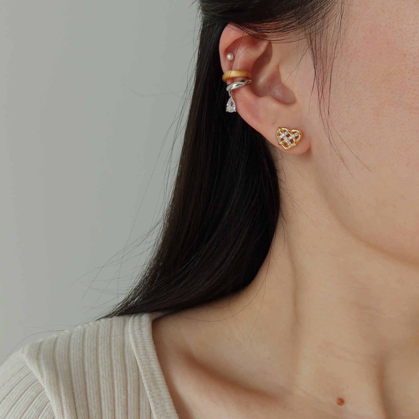 Teardrop Diamond Ear Cuffs