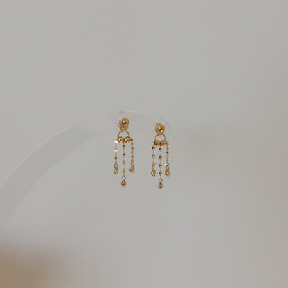 Gold Beaded Chandelier Earrings