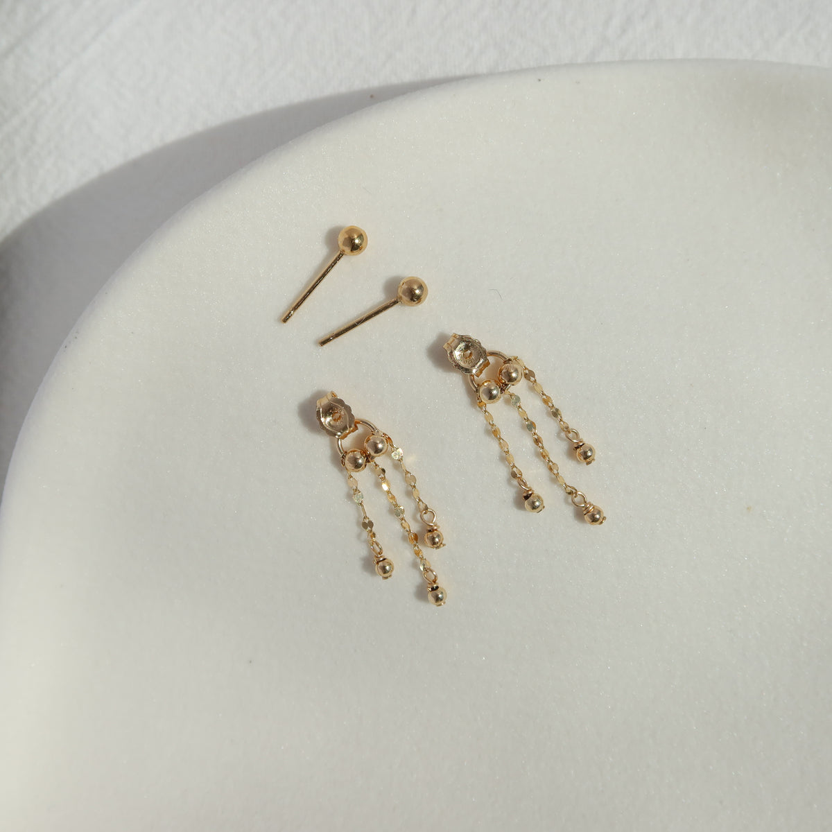 Gold Beaded Chandelier Earrings