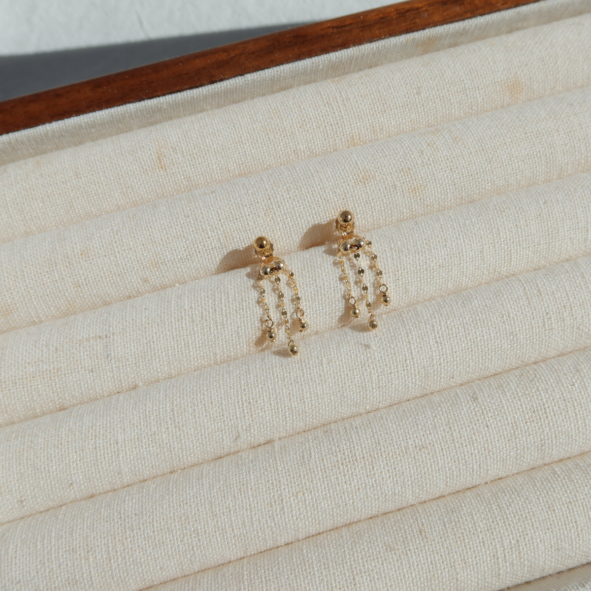 Gold Beaded Chandelier Earrings