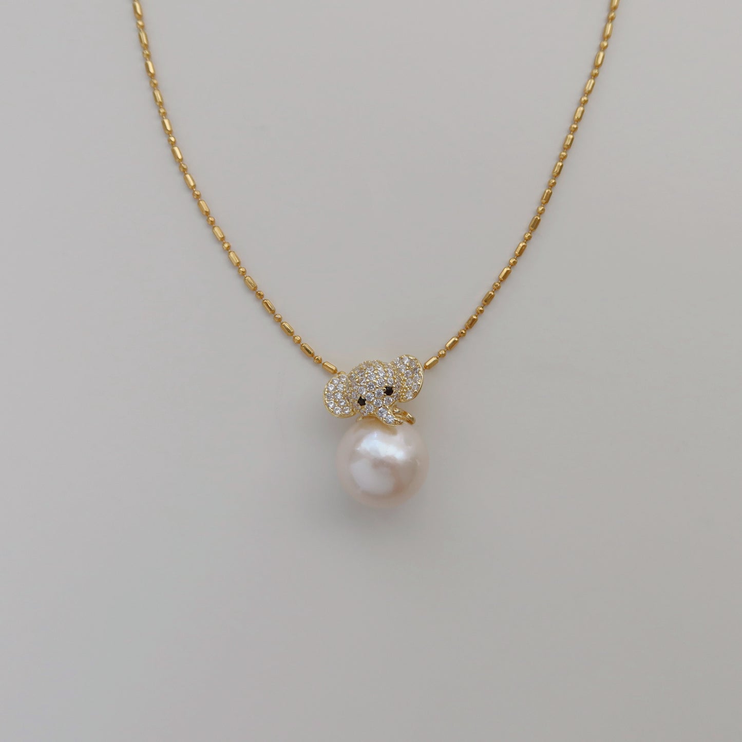 Pavé Elephant Pearl Pendant Necklaces