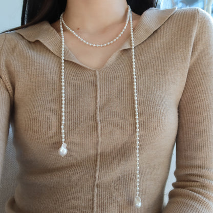 蛇形链上漂浮珍珠项链