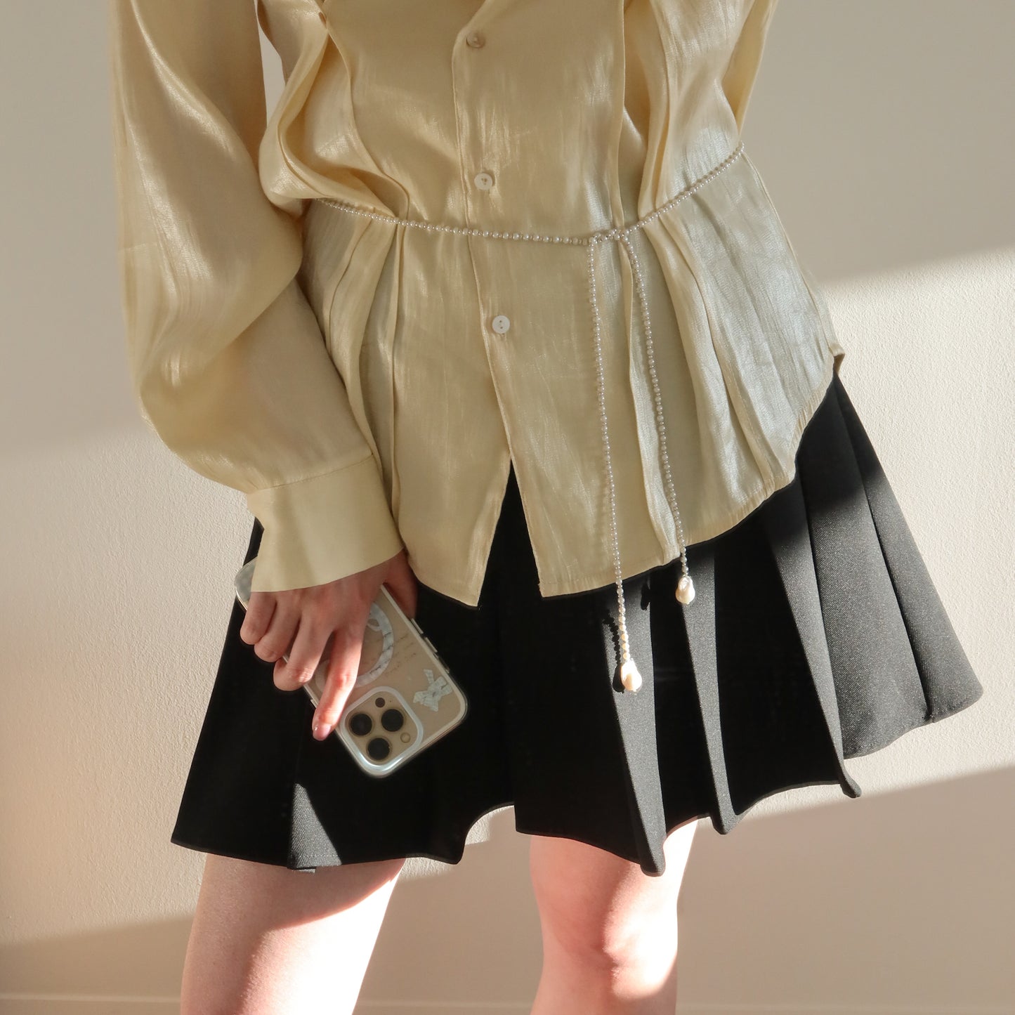 蛇形链上漂浮珍珠项链