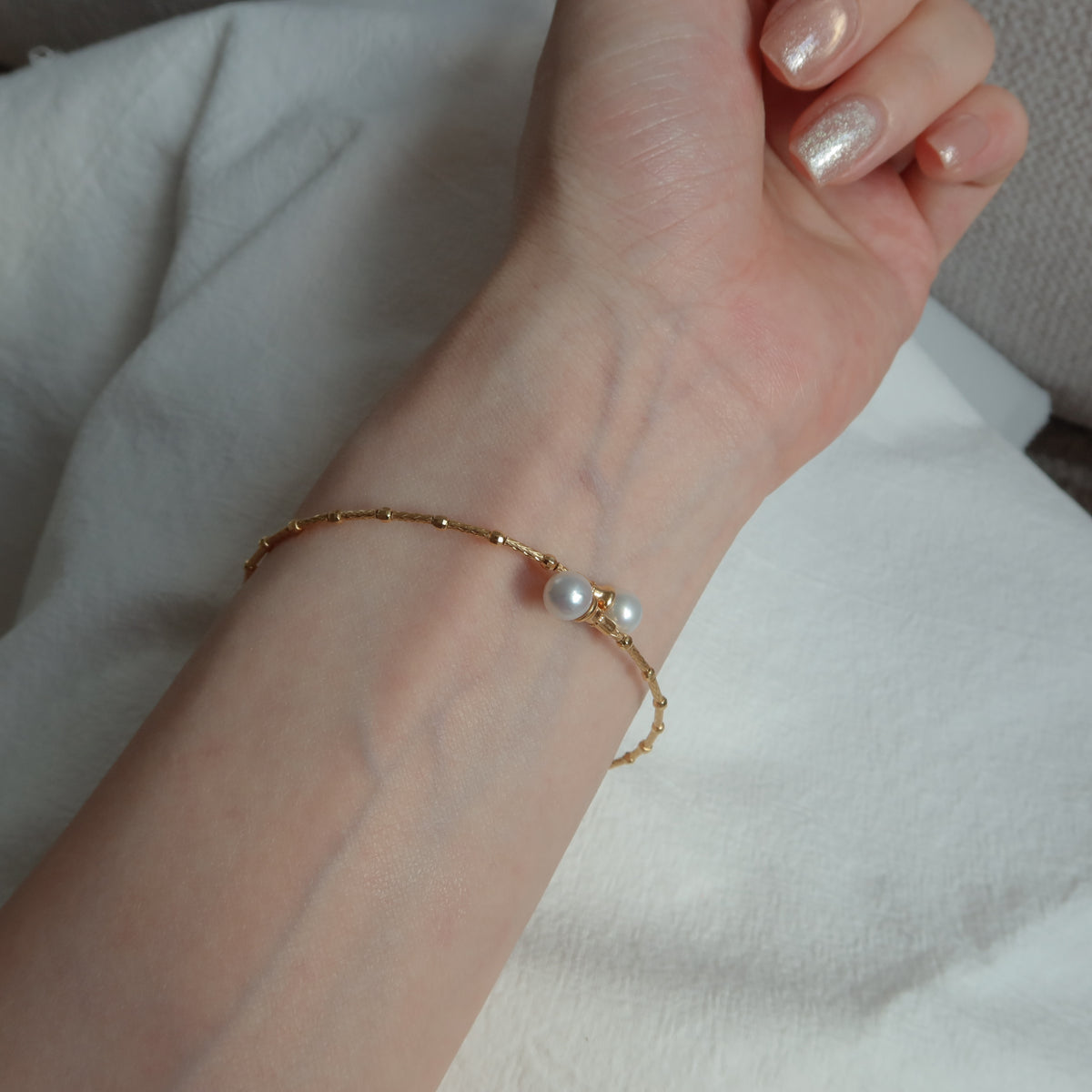 Quinn Double Pearl Bangle